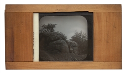 Civil War Magic Lantern Slide -- Showing The Devil's Den at Gettysburg